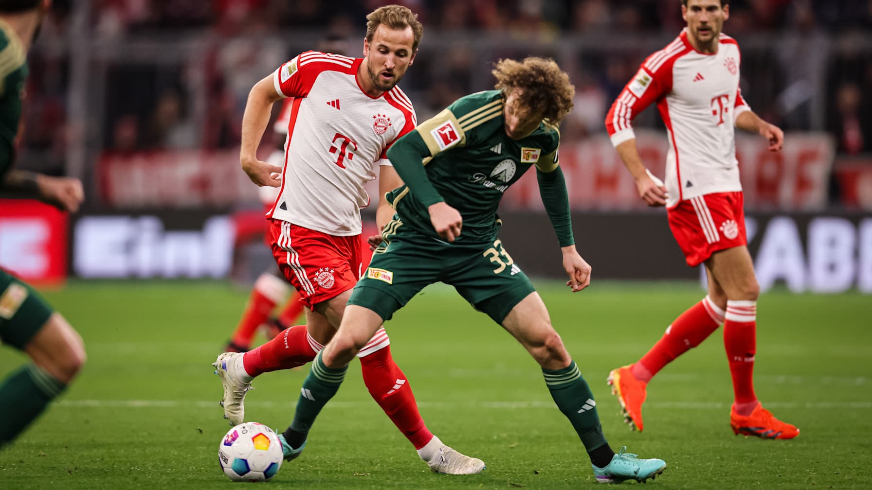 Spielszene aus dem Bundesliga-Spiel FC Bayern gegen 1. FC Union Berlin