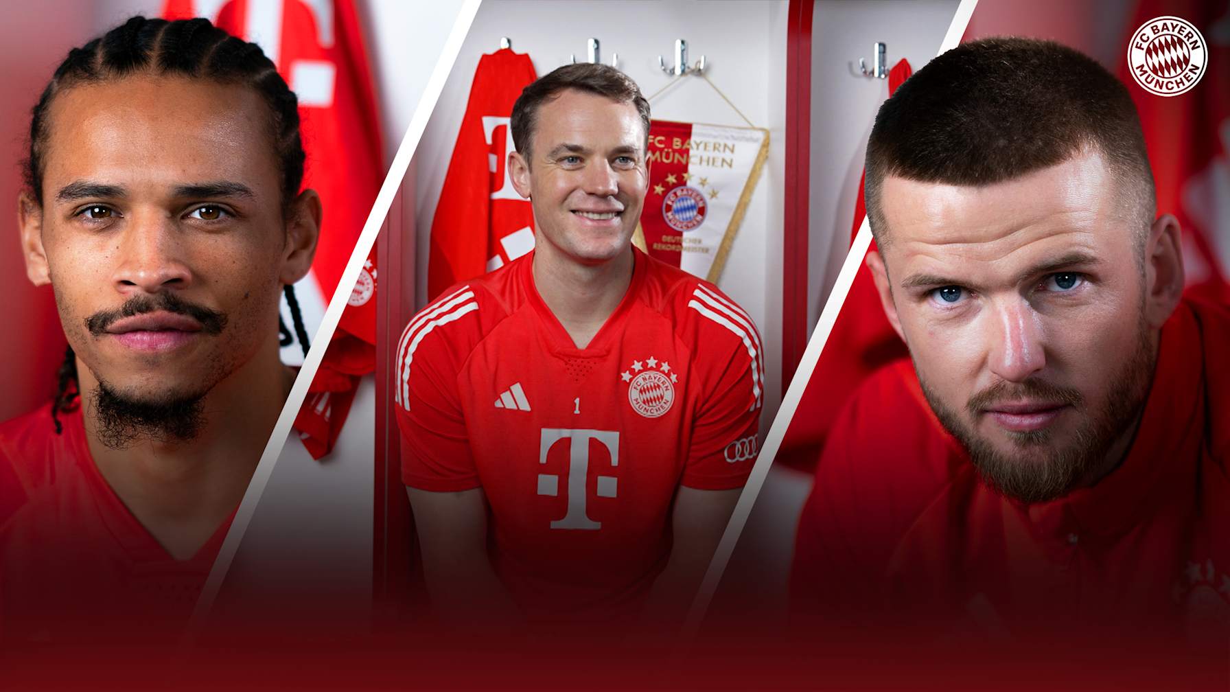 Leroy Sané, Manuel Neuer and Eric Dier of FC Bayern