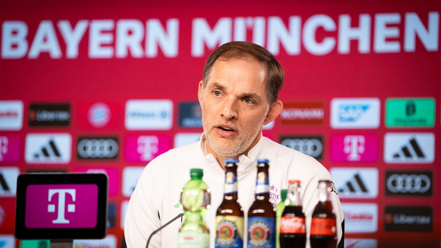 Thomas Tuchel spricht im Pressetalk des FC Bayern