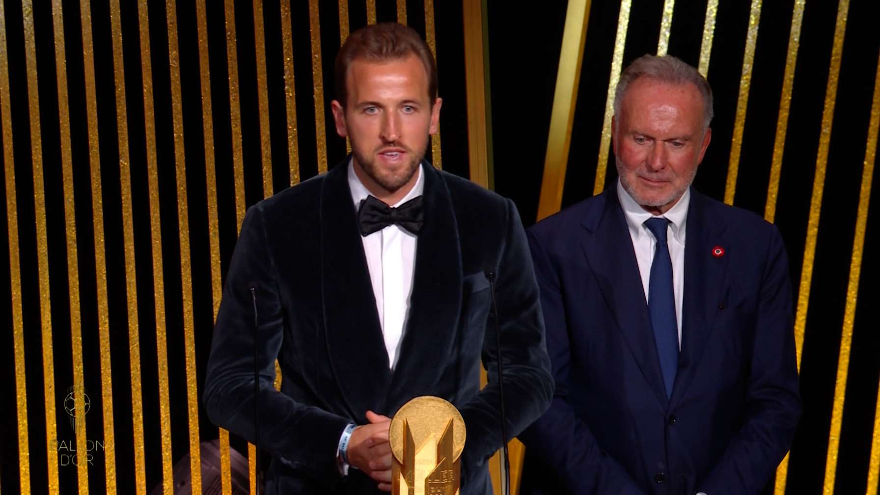 Harry Kane with Karl-Heinz Rummenigge at Ballon d'Or ceremony