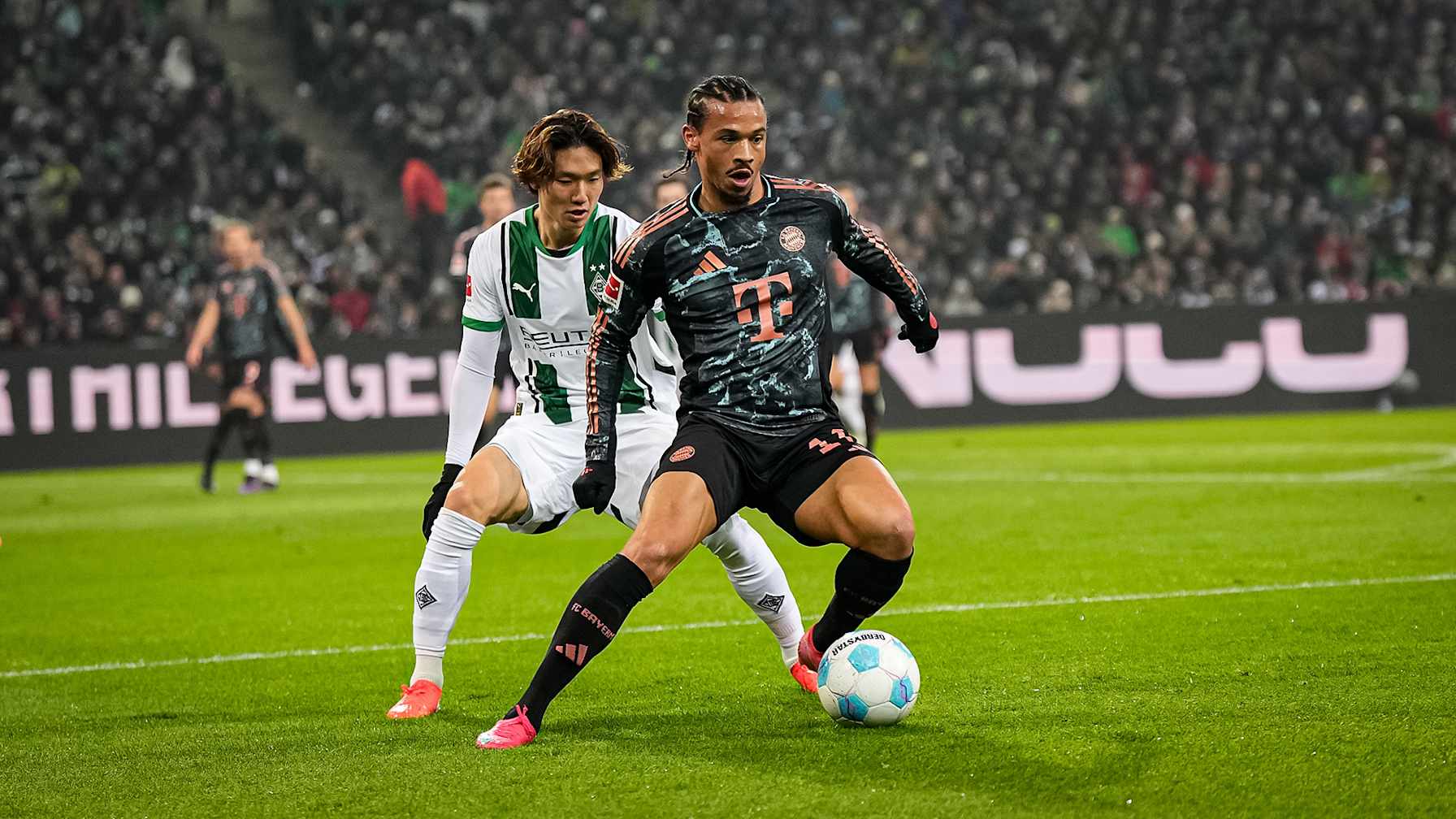 Spielszene aus dem Bundesliga-Duell Borussia Mönchengladbach vs. FC Bayern