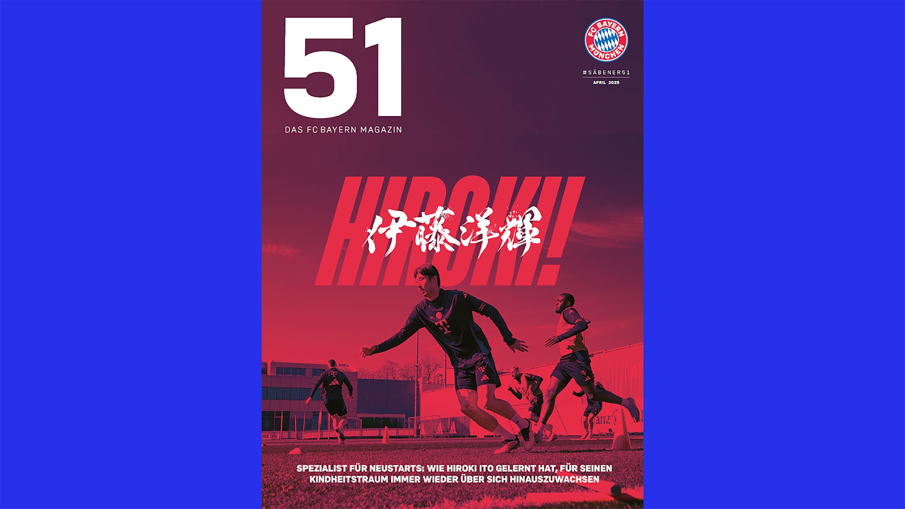 Cover des FC Bayern-Magazins 51 April 2025 mit Hiroki Ito