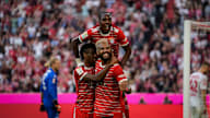 Mathys Tel, Eric Maxim Choupo-Moting, Kingsley Coman, celebration, FC Bayern