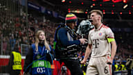 Kimmich jubelt im Champions League-Spiel Bayer 04 Leverkusen - FC Bayern
