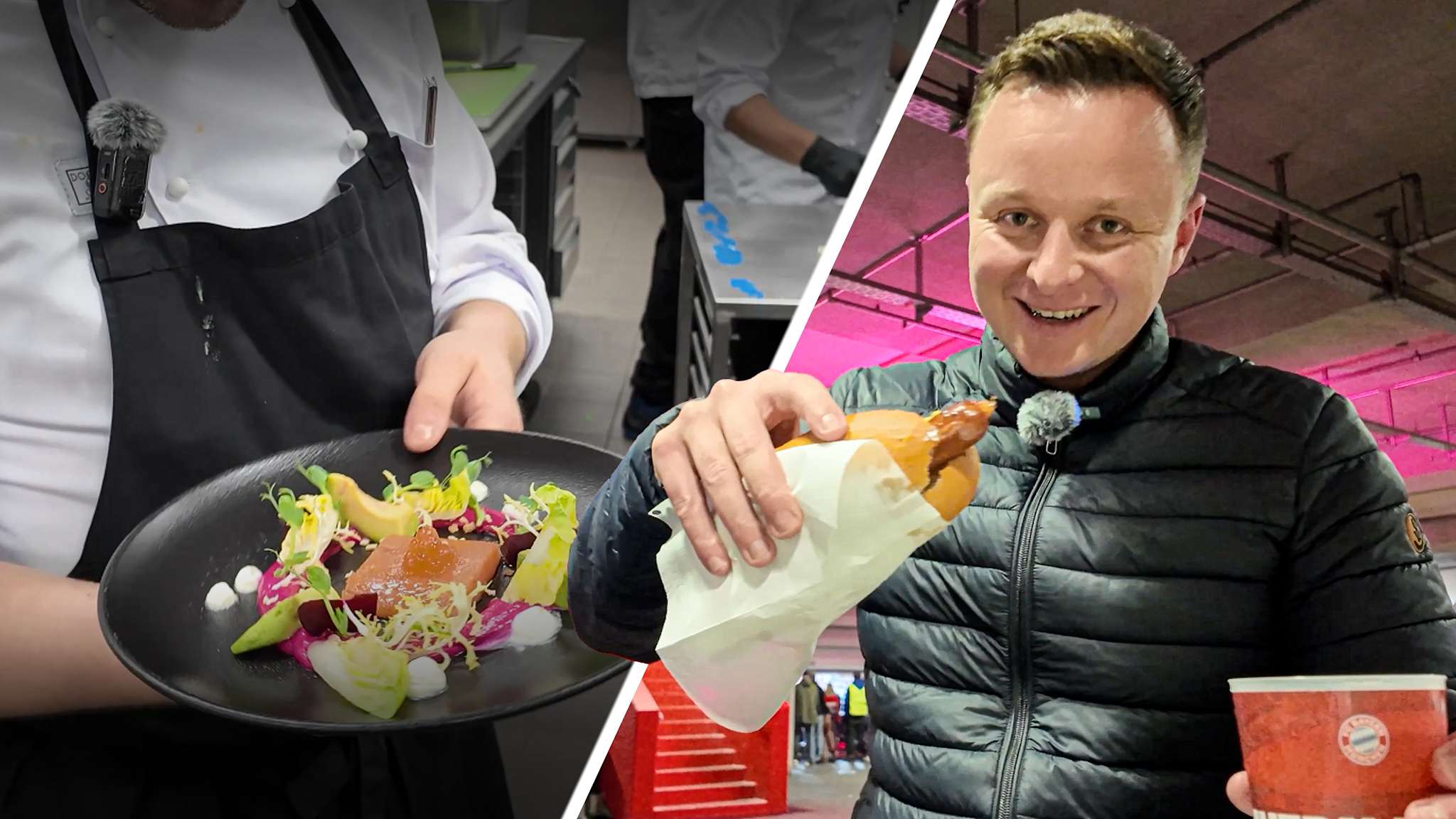 Nuestro vloguero Lukas prueba la gastronomía del estadio Allianz Arena.