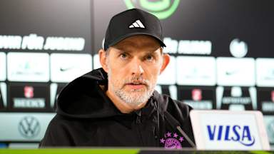 Thomas Tuchel at his press conference in Wolfsburg
