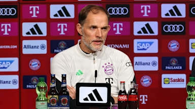 Thomas Tuchel auf der Pressekonferenz nach dem Bundesliga-Spiel des FC Bayern gegen Union Berlin