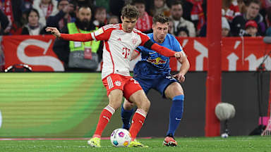 Spielszene aus dem Bundesliga-Spiel FC Bayern gegen RB Leipzig