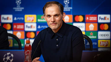 Thomas Tuchel auf der Pressekonferenz des FC Bayern nach dem Champions League-Spiel gegen Real Madrid