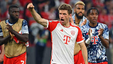 Thomas Müller, celebration, Champions League match FC Bayern v Real Madrid