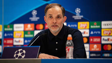 Thomas Tuchel auf der Pressekonferenz des FC Bayern nach dem Champions League-Spiel bei Real Madrid