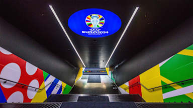 Players' tunnel in the Munich Football Arena during UEFA EURO 2024