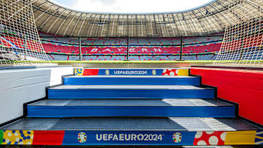 Pitch access steps at the Munich Football Arena during UEFA EURO 2024