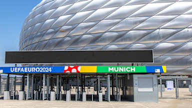 Ticket scanners outside the Munich Football Arena during UEFA EURO 2024