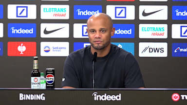 Vincent Kompany at the press conference after FC Bayern's Bundesliga match at Eintracht Frankfurt