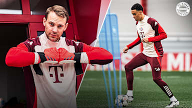 Manuel Neuer and Jamal Musiala Training Barcelona