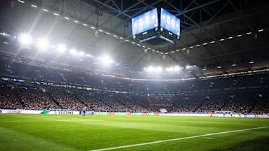 Rasen der Arena auf Schalke bei einem Bundesliga-Spiel