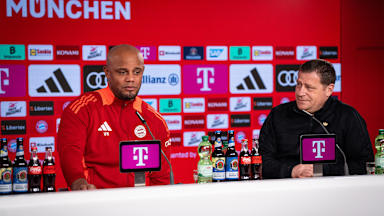 Vincent Kompany und Max Eberl im Pressetalk vor Mönchengladbach-Auswärtsspiel