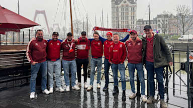 FC Bayern Fans im Oude Haven in Rotterdam
