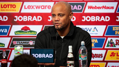 Vincent Kompany at the press conference after Bayern's Bundesliga match at Freiburg