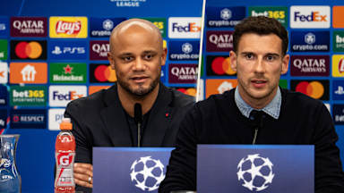 Pressekonferenz vor dem Spiel FC Bayern - Bayer Leverkusen mit Leon Goretzka und Vincent Kompany im Video