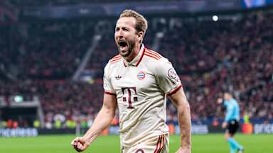 Harry Kane jubelt in Leverkusen