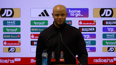 Head coach Vincent Kompany at his press conference after FC Bayern's match away at Union Berlin.