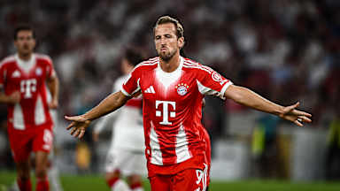 Harry Kane bejubelt den Treffer zum 1:0 während des Franz Beckenbauer-Supercup zwischen dem VfB Stuttgart und dem FC Bayern