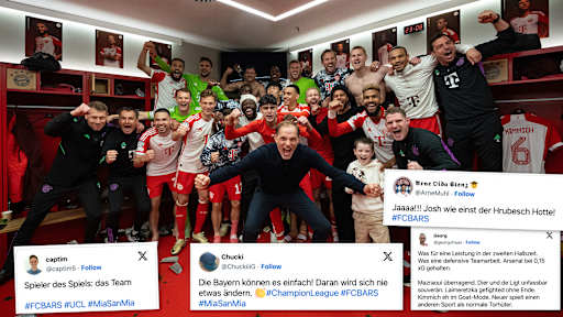 Die Tweets zum 1:0 im Champions-League-Rückspiel gegen Arsenal