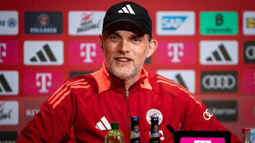 Thomas Tuchel auf der Pressekonferenz nach dem Bundesliga-Spiel des FC Bayern gegen den VfL Wolfsburg
