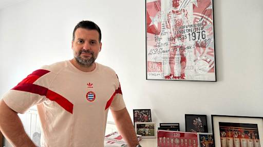Catalan Bayern fan Marc at his private Bayern museum