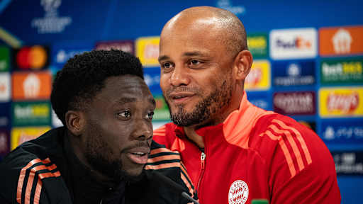 Pressekonferenz vor dem Spiel FC Bayern - Bayer Leverkusen mit Alphonso Davies und Vincent Kompany im Video