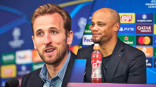 Pressekonferenz vor dem Spiel Inter Mailand - FC Bayern mit Harry Kane und Vincent Kompany im Video