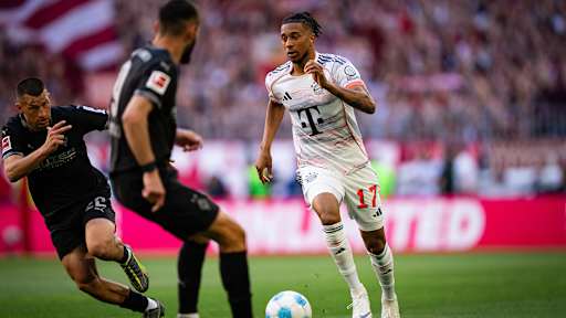 Michael Olise vom FC Bayern im Bundesliga-Spiel gegen Borussia Mönchengladbach