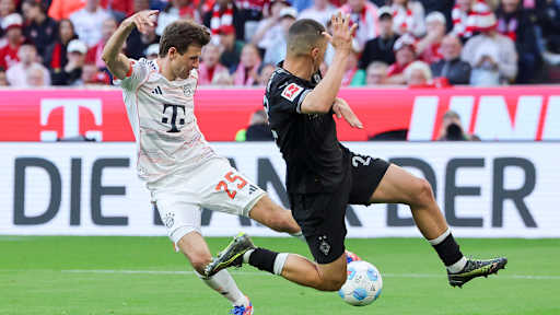 Thomas Müller vom FC Bayern im Bundesliga-Spiel gegen Borussia Mönchengladbach