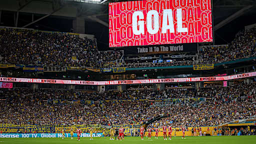 Anzeigetafel mit dem Schriftzug "Goal" im Spiel des FC Bayern gegen die Boca Juniors bei der Klub-WM.