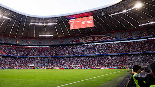 Anzeigetafel mit der Zuschauerzahl beim Spiel der FC Bayern Frauen gegen Bayer Leverkusen