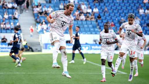 Harry Kane bejubelt sein Tor zum 2:0 im Bundesliga-Spiel des FC Bayern bei der TSG 1899 Hoffenheim.