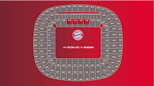 Blockplan Arena - Ansicht der Plätze zur Sponsoren Lounge, Haupttribüne Unterrang