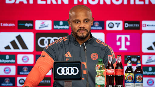 Vincent Kompany im Presstalk vor dem Gastspiel des FC Bayern bei RB Leipzig