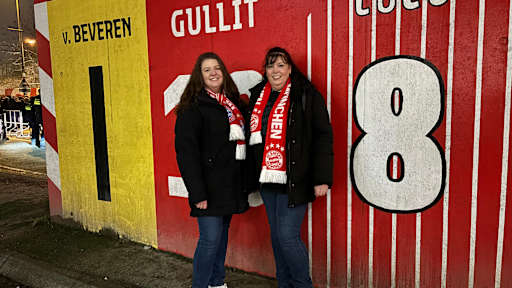 Bayern fans Michelle and Renate in front of the Philips Stadium in Eindhoven