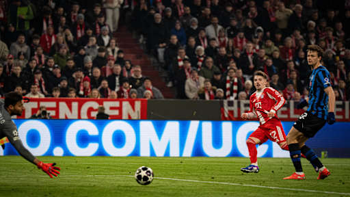 Lennart Karl im Champions League-Heimspiel des FC Bayern gegen Atalanta Bergamo