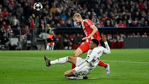 Rettungstat von Konrad Laimer gegen Kylian Mbappé im Champions League-Viertelfinale zwischen dem FC Bayern und Real Madrid