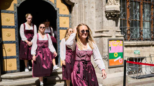 Magdalena Eriksson beim Empfang im Münchner Rathaus anlässlich des Doublesiegs 2026.