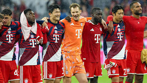 Manuel Neuer in the full-time celebrations for FC Bayern