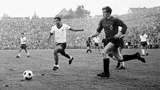 Jupp Heynckes und Gerd Müller im Kampf um den Ball im Bundesliga-Spiel