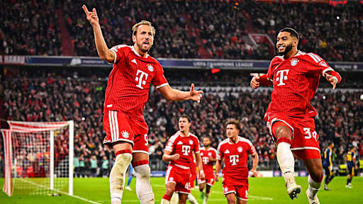 Harry Kane jubelt während des Champions League-Heimspiels des FC Bayern gegen den FC Arsenal