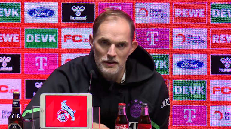 Thomas Tuchel at the press conference after FC Bayern's Bundesliga match at 1. FC Köln.