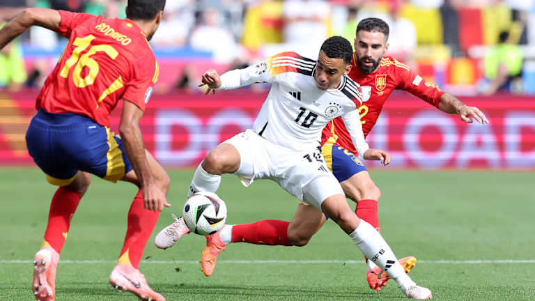 Jamal Musiala im Spiel gegen Spanien