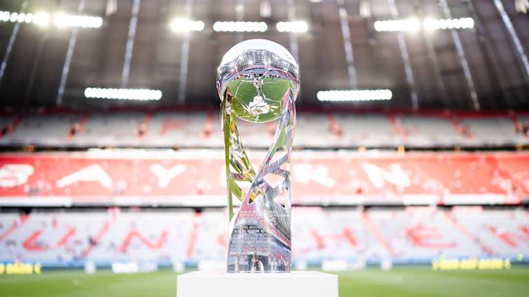 The DFL-Supercup trophy at the Allianz Arena